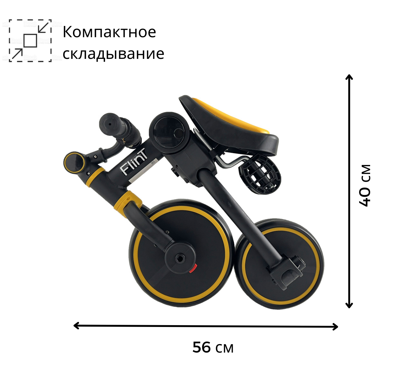 Беговел-велосипед 4в1 детский Bubago Flint черно-желтый - фото 3