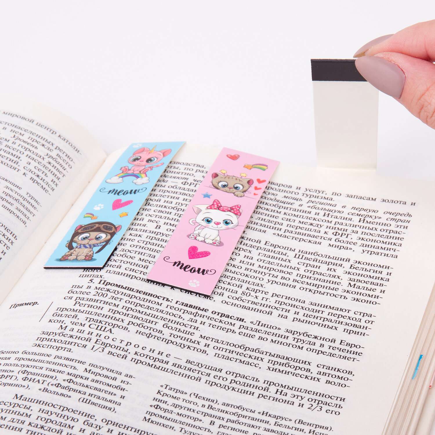 Закладки магнитные Юнландия для книг учебников и тетрадей 6 штук Meow Cats - фото 6
