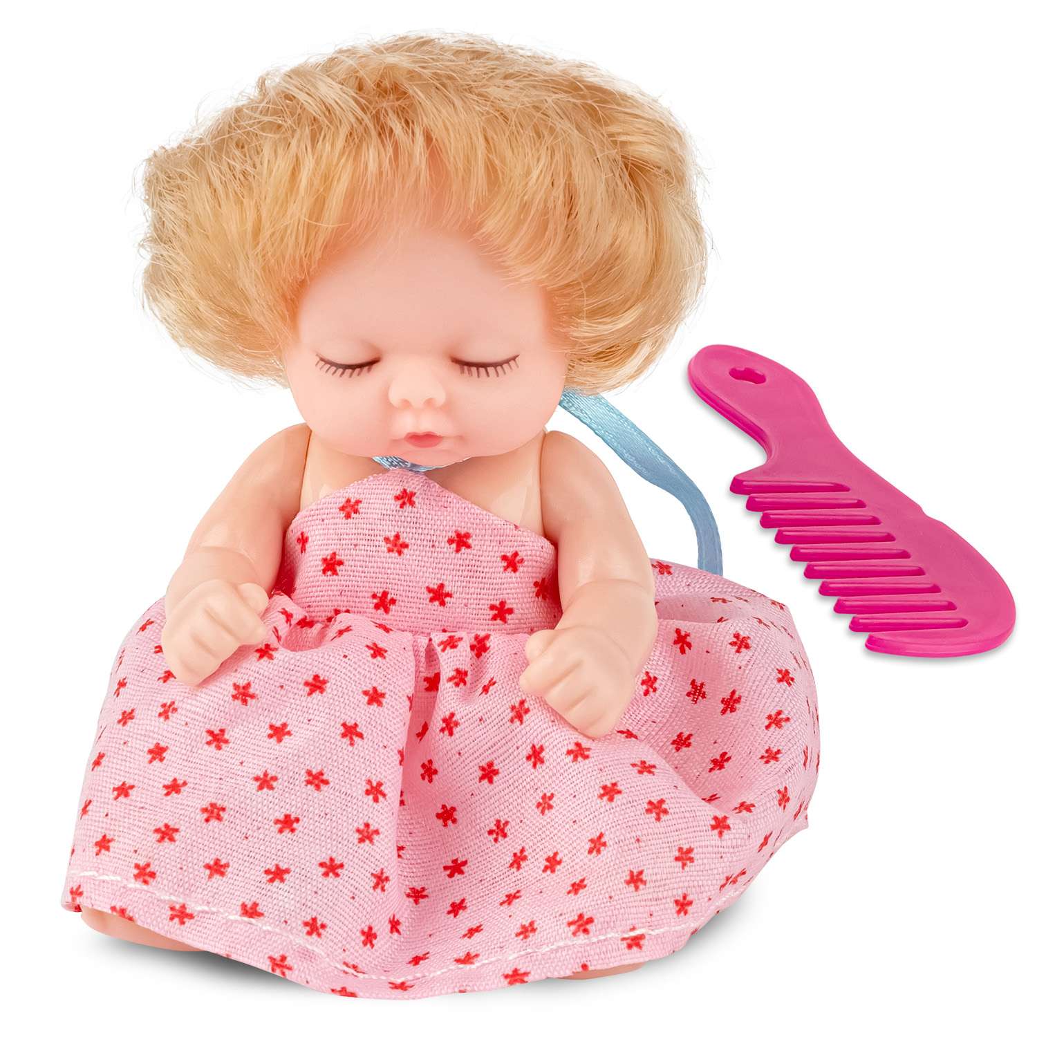 Кукла-младенец DollyToy с расчёской 11.5 см в шаре светло-розовый DOL0804-114//светло-розовый - фото 1