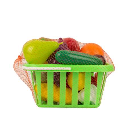 Игровой набор Стром Фрукты и овощи в корзине 17 предметов Зеленый