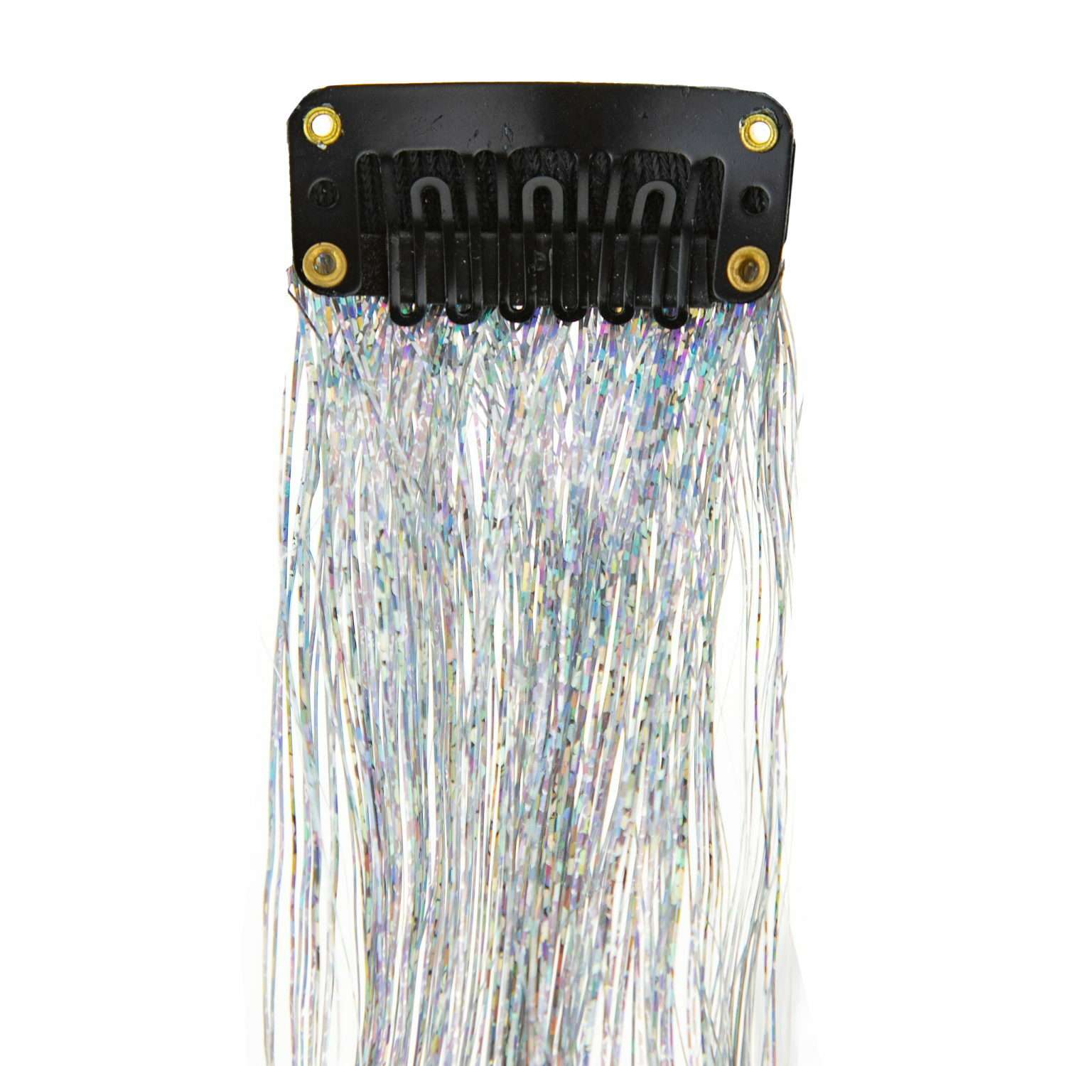 Цветные пряди для волос Lukky Fashion на заколках искусственные блестящие серебряные 60 см аксессуары для девочек - фото 9