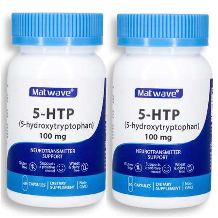 БАД Matwave 5-HTP 100 mg 5-гидрокситриптофан 60 капсул комплект 2 банки
