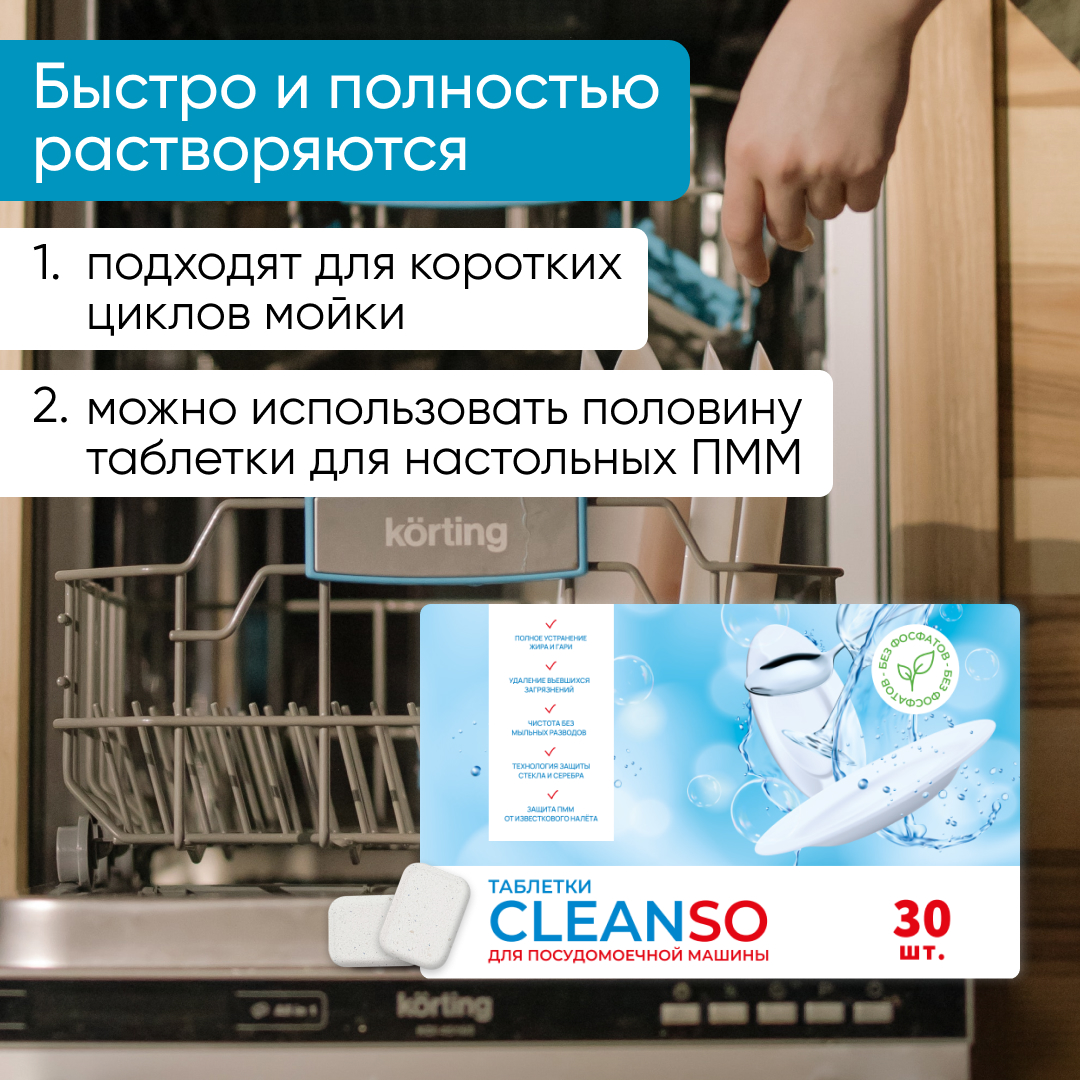 Таблетки CleanSo для посудомоечной машины 30 штук - фото 5