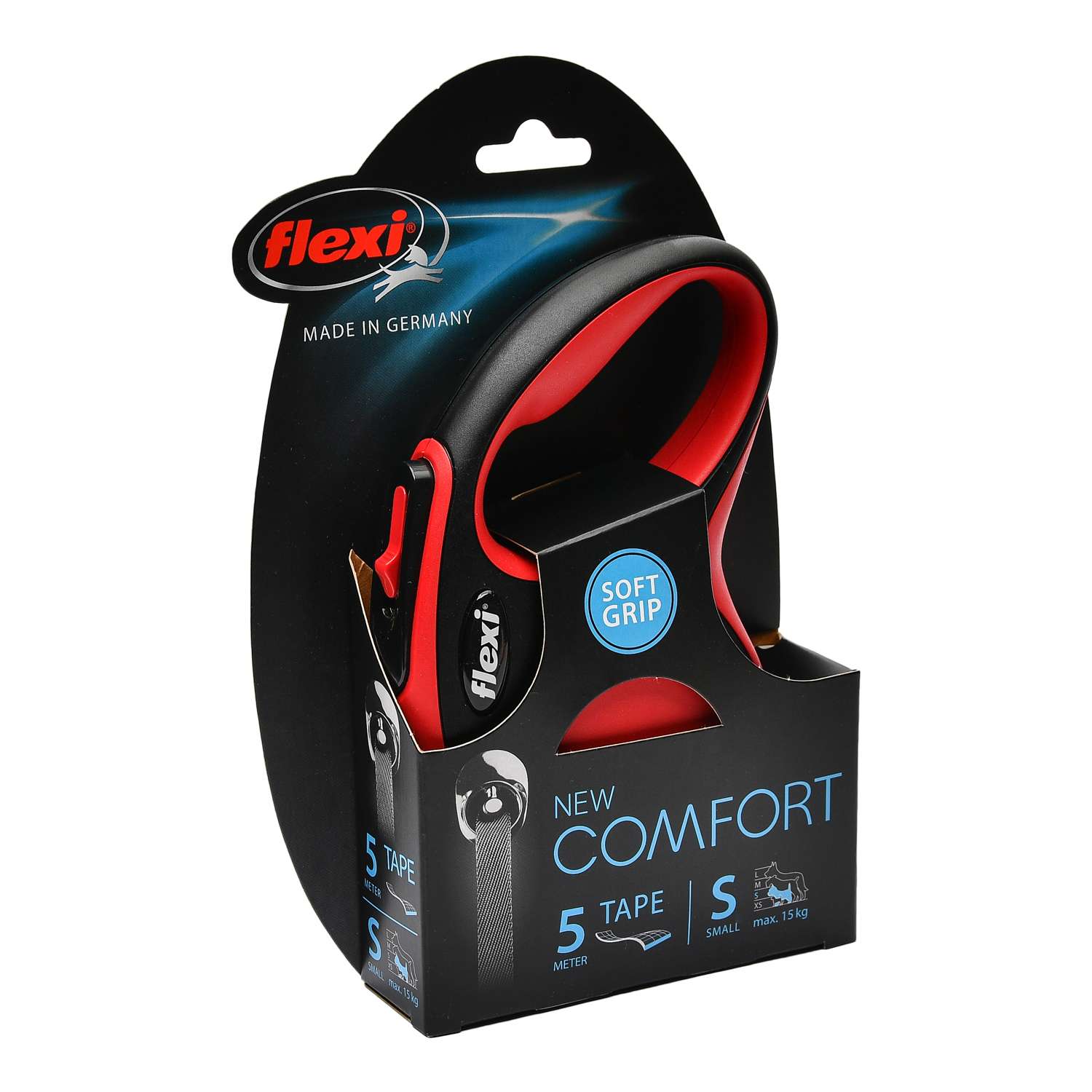 Рулетка Flexi New Comfort S лента 5м до 15кг Черный-Красный - фото 2