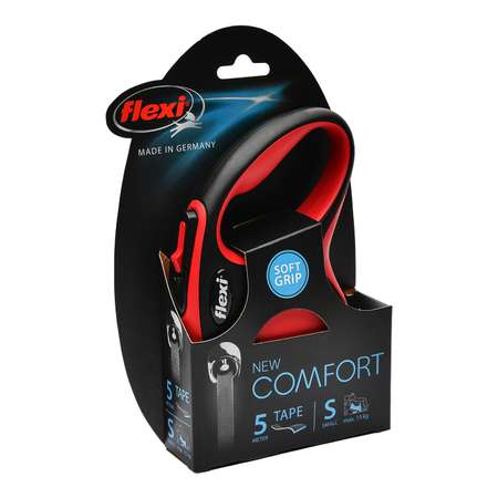 Рулетка Flexi New Comfort S лента 5м до 15кг Черный-Красный