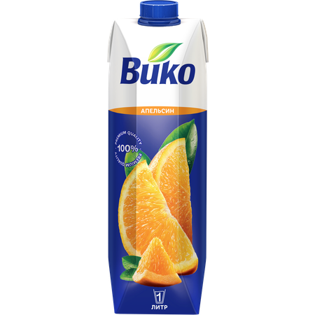 Сок ВИКО Апельсиновый без сахара 1 л х 6 шт.