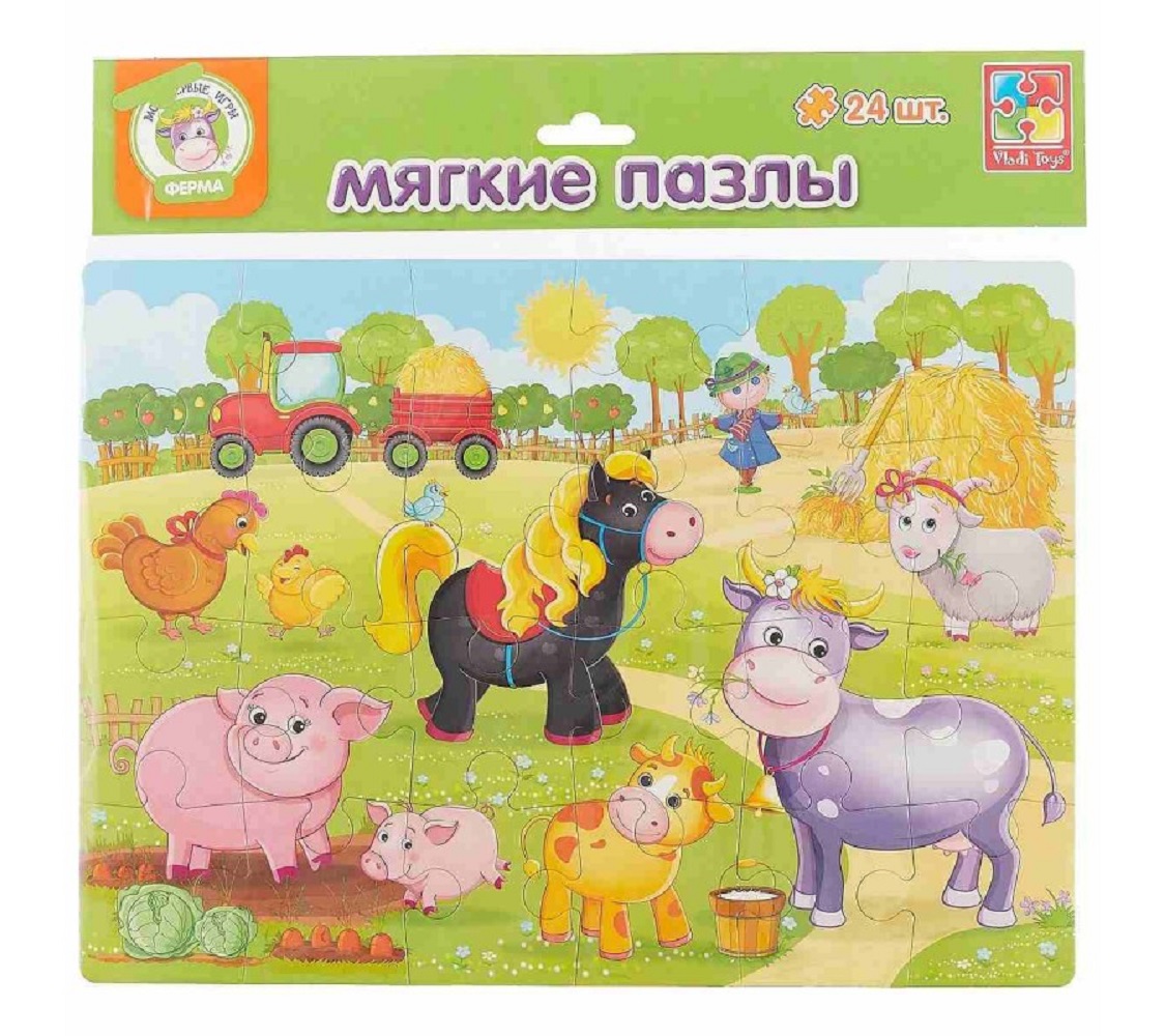 Мягкий пазл 24 элемента Vladi Toys Ферма - фото 1