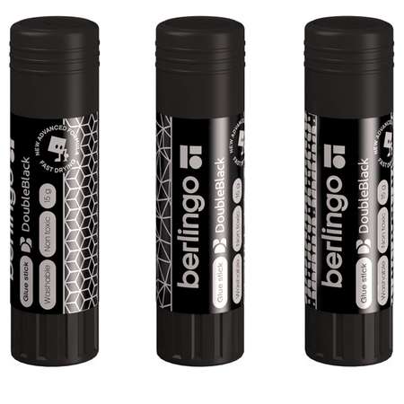 Клей-карандаш Berlingo DoubleBlack 15 г 3 шт в PET боксе европодвес ПВП