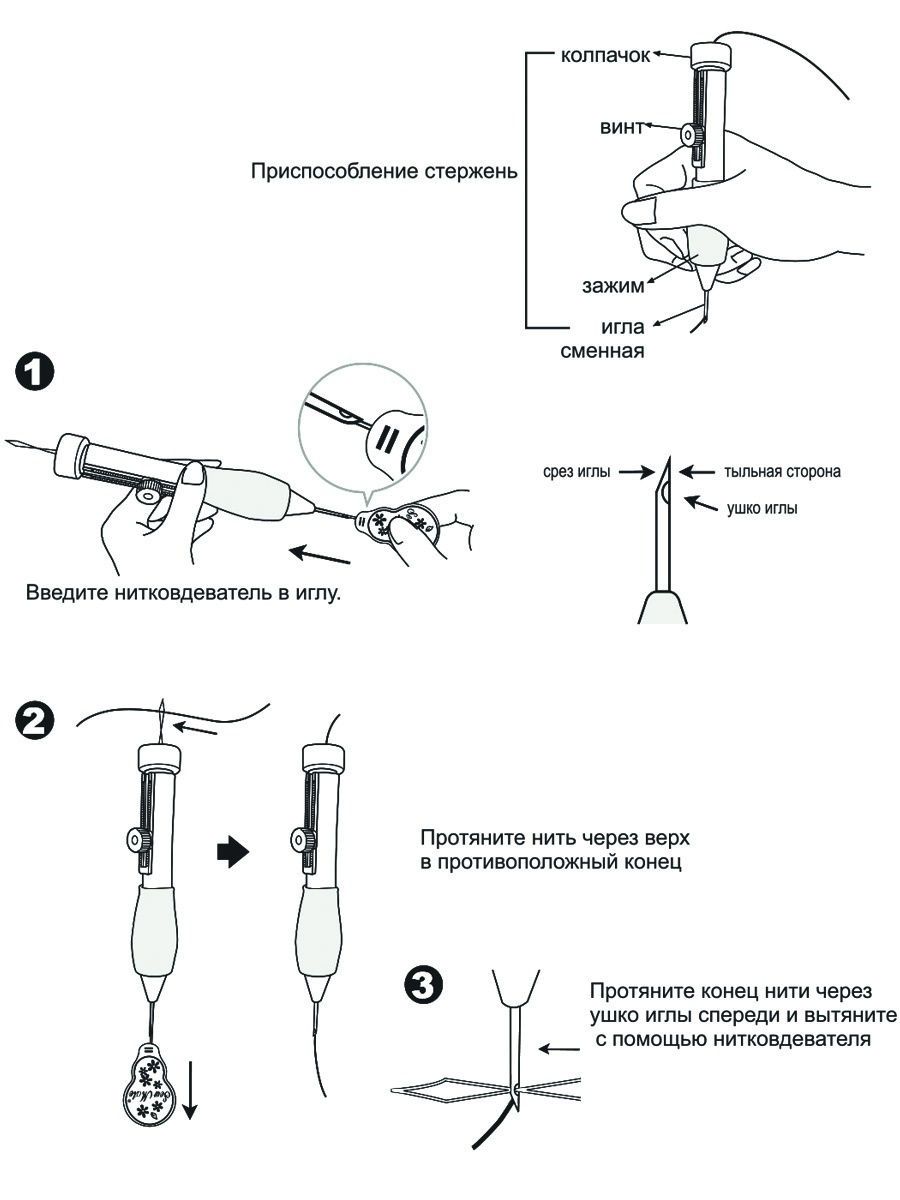 Набор для ковровой техники Hobby and Pro ручка с регулятором 3 иглы нитевдеватель - фото 5