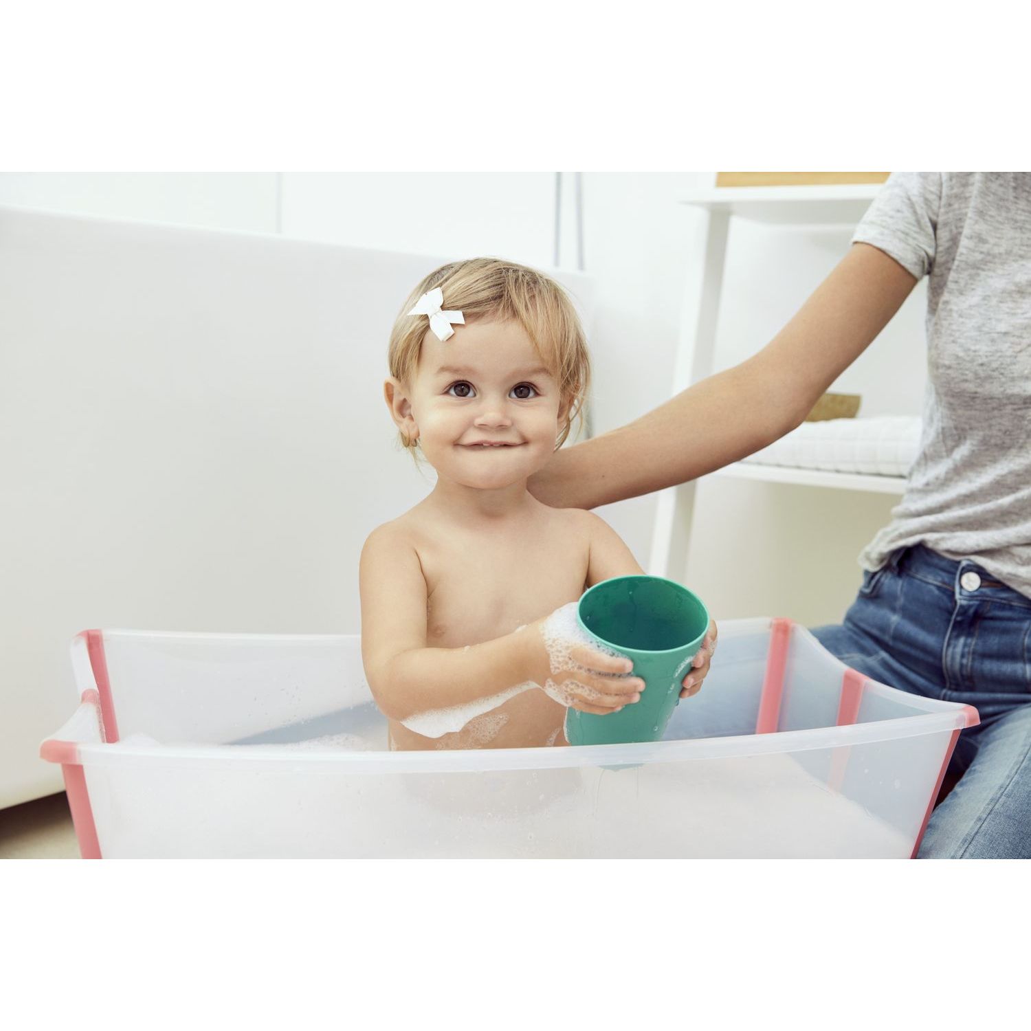 Ванночка Stokke Flexi Bath складная Прозрачный-Розовый - фото 13