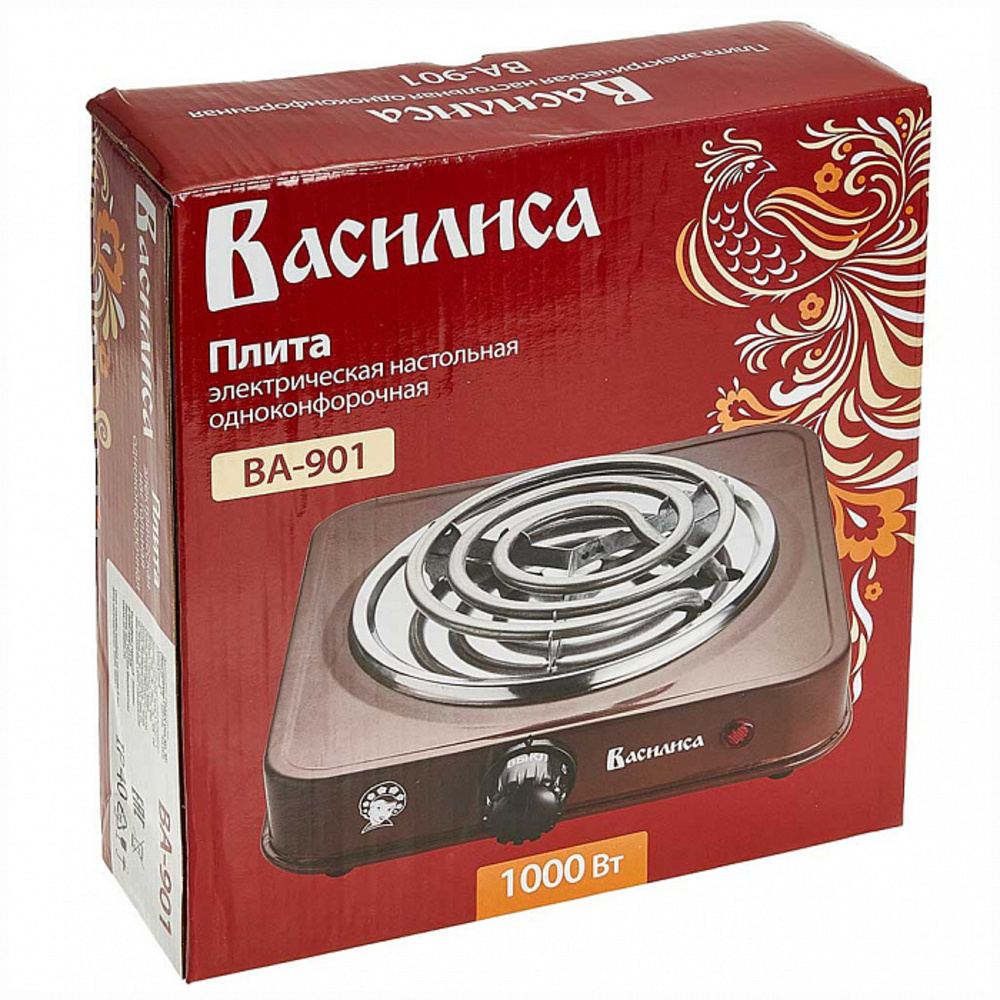 Плита электрическая Василиса ВА-901 спираль одноконфорочная коричневый - фото 2