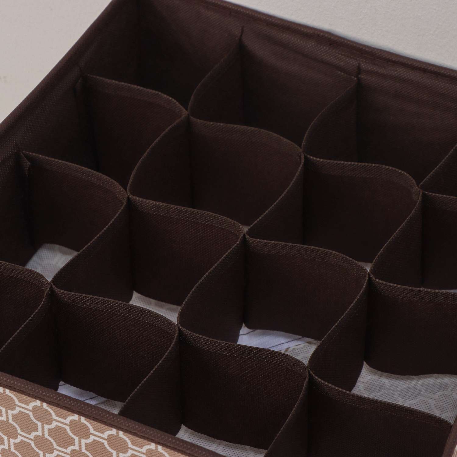 Органайзер Доляна для хранения белья «Браун» 16 отделений 32×32×12 см цвет коричневый - фото 3