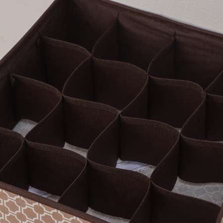 Органайзер Доляна для хранения белья «Браун» 16 отделений 32×32×12 см цвет коричневый