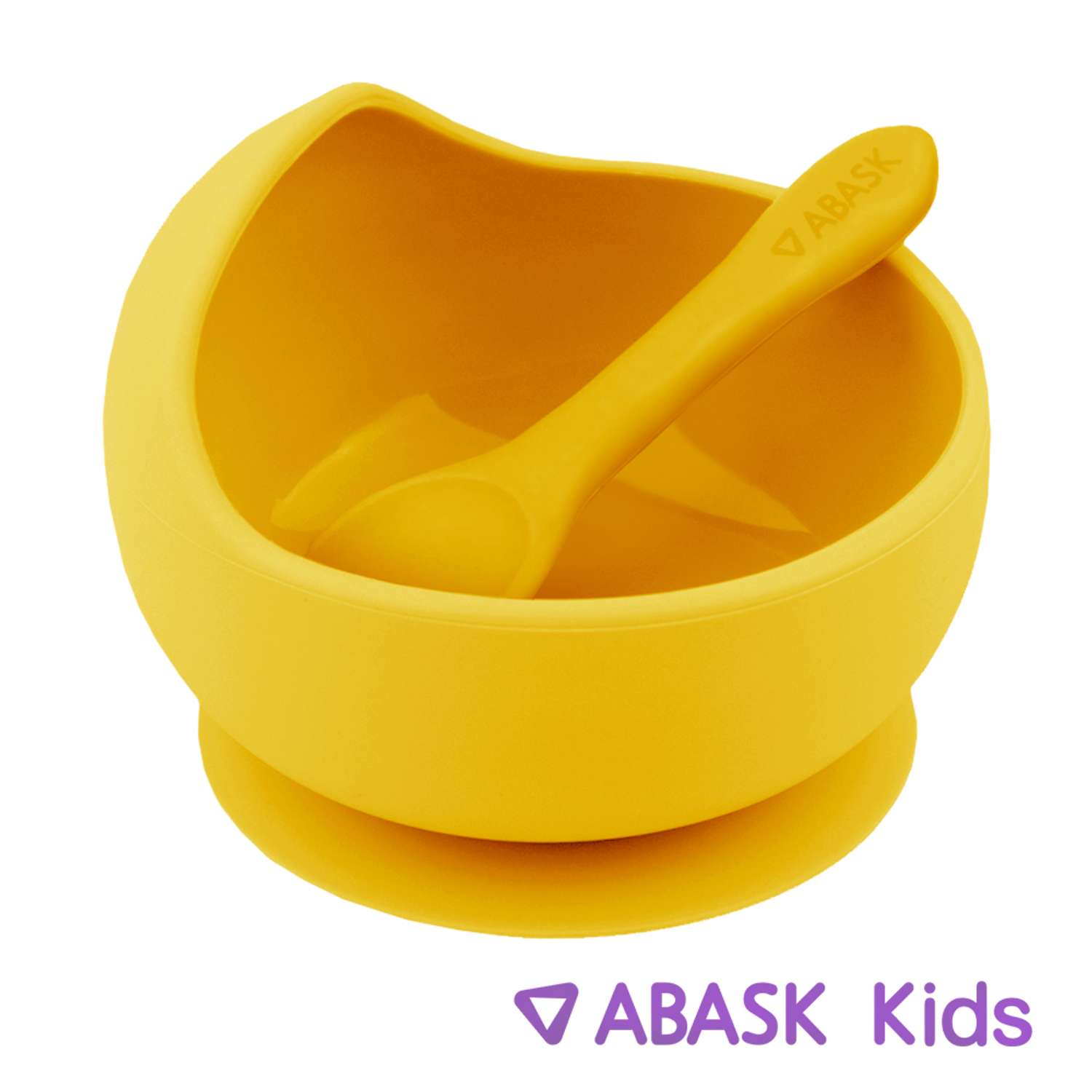 Силиконовая тарелка с ложкой ABASK mango - фото 1