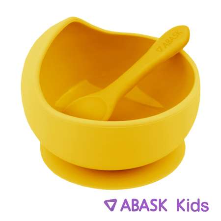 Силиконовая тарелка с ложкой ABASK mango