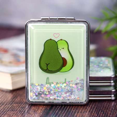 Зеркало карманное iLikeGift Love avocado heart с увеличением