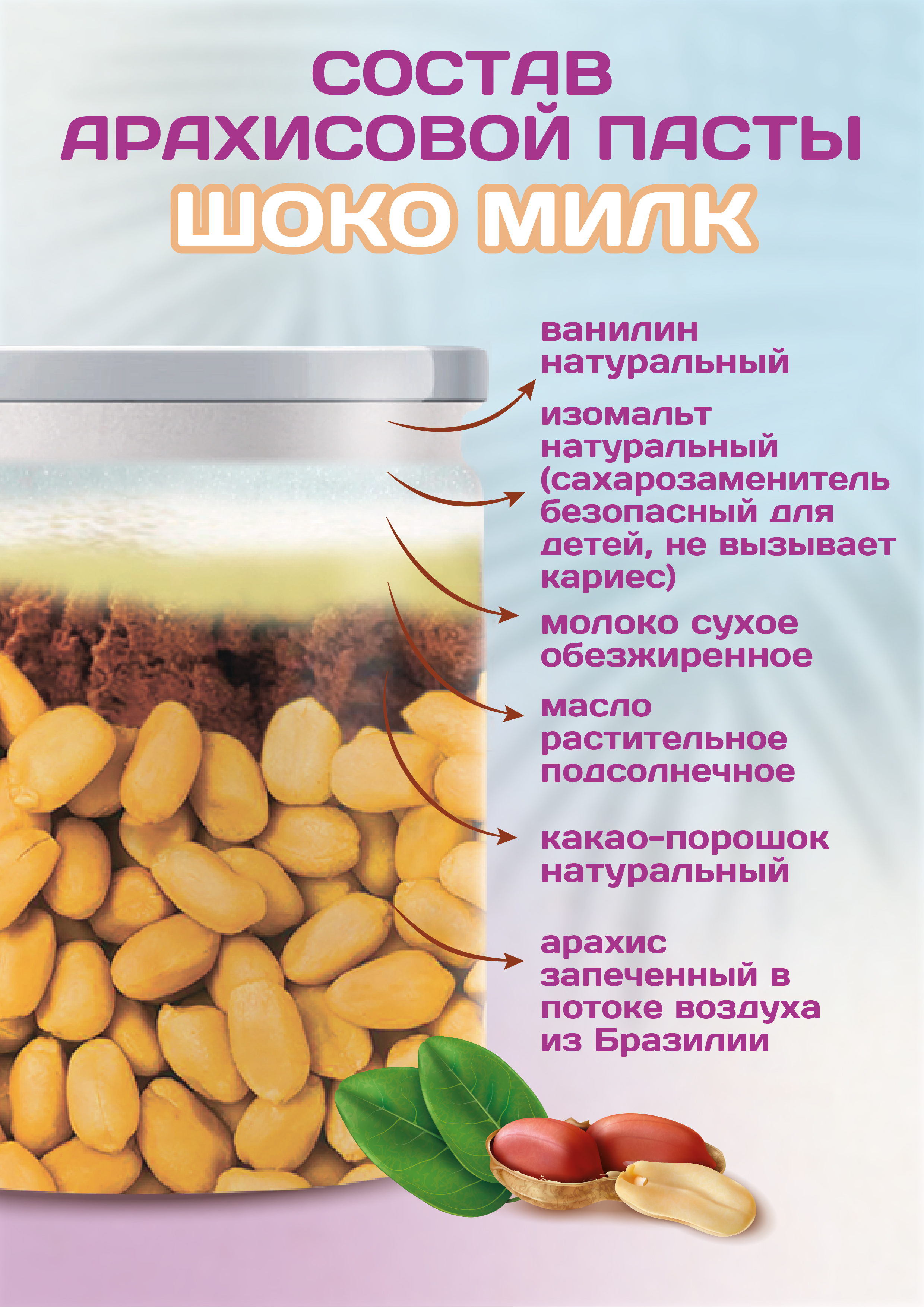 Арахисовая паста Намажь орех Шоко Милк без сахара 1000 гр - фото 2