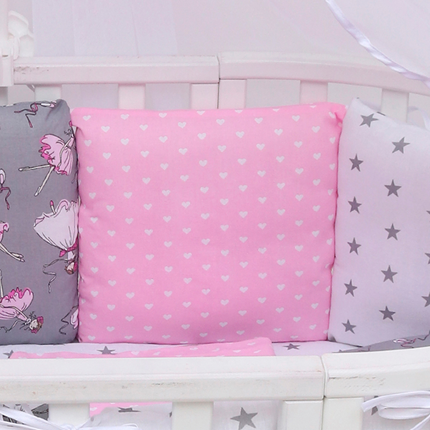 Комплект постельного белья Amarobaby Мечта 8предметов Серый-Розовый - фото 4
