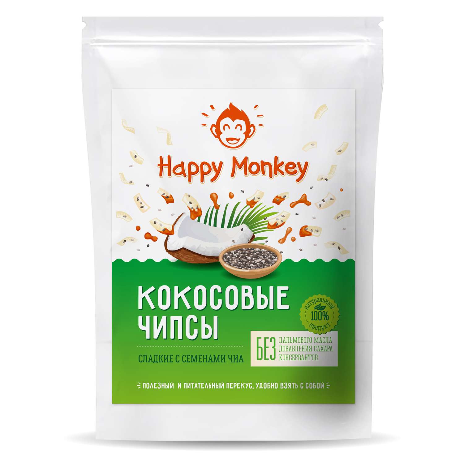 Чипсы Happy Monkey кокосовые семена-чиа 40г - фото 1