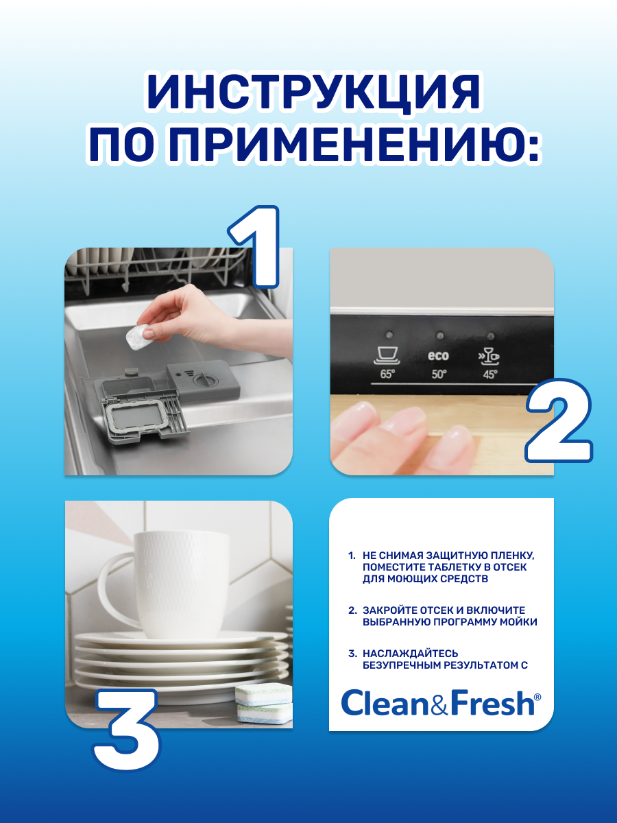 Таблетки водорастворимые Clean and Fresh All in 1 - фото 8