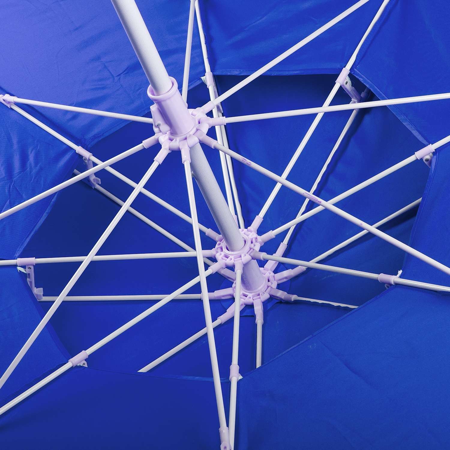 Зонт пляжный BABY STYLE большой от солнца туристический с клапаном 2.15м ткань бахрома синий - фото 2