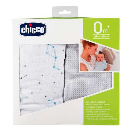 Простынка Chicco Муслиновая Zodiac 110х110см 2шт 09010991960990