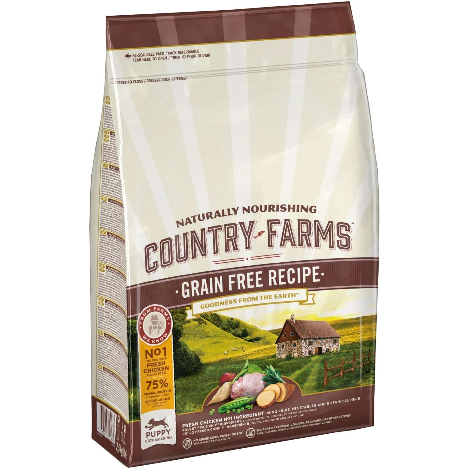 Корм для щенков Country Farms Grain Free с курицей 2.5кг - фото 1