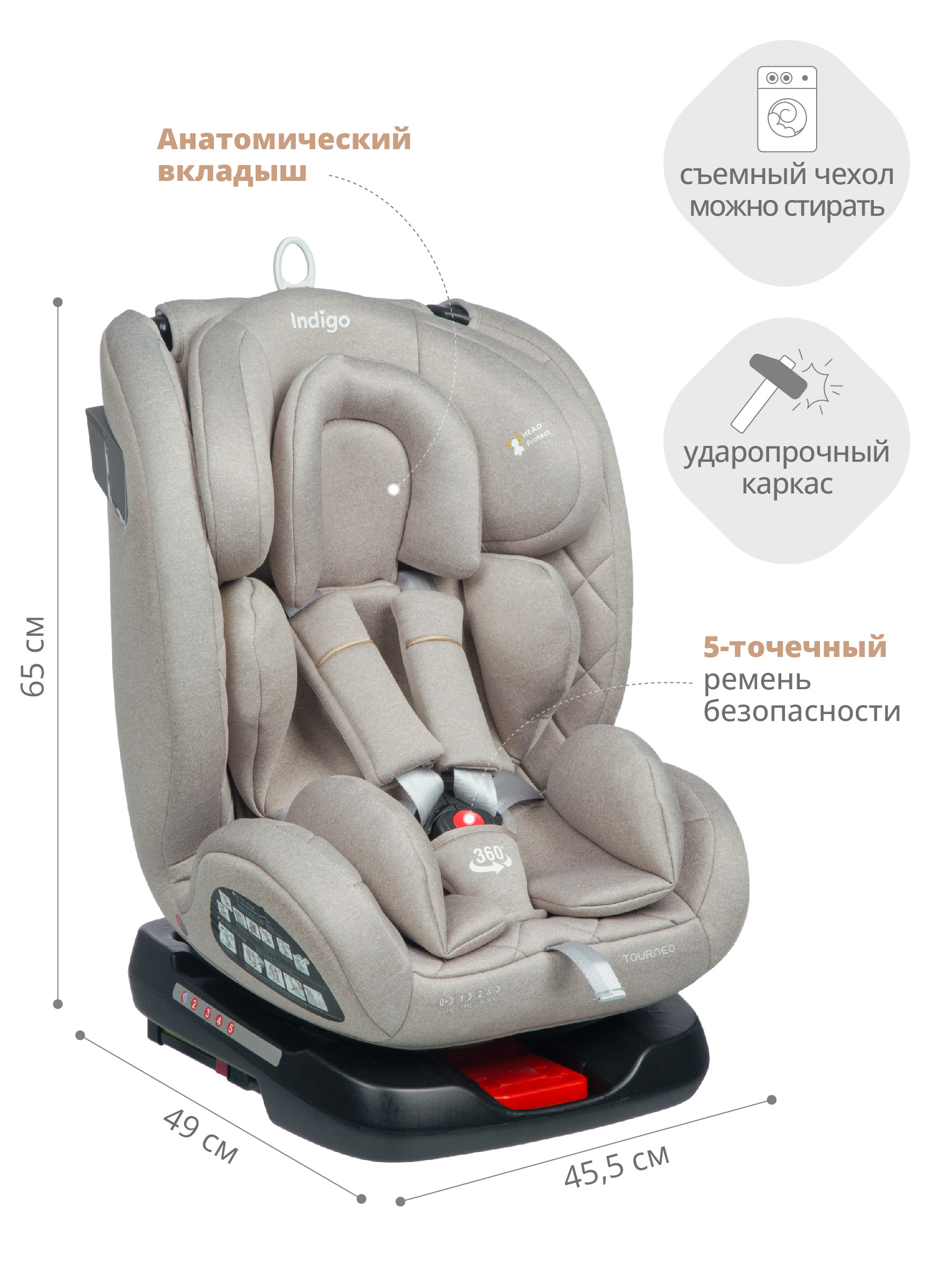 Автокресло Indigo Tourneo Isofix 0+/1/2/3 (0-36 кг) - фото 7