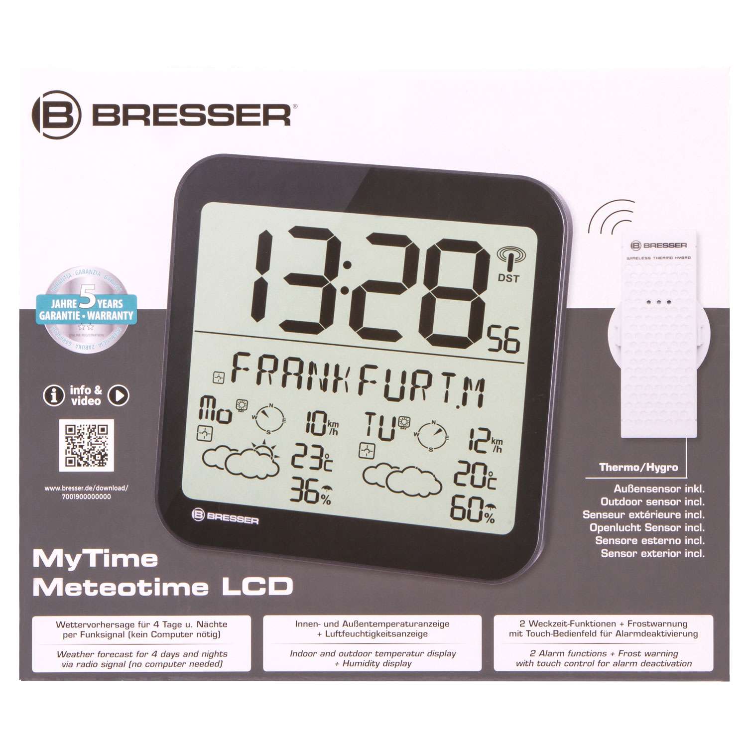 Часы настенные Bresser MyTime Meteotime LCD черные - фото 17