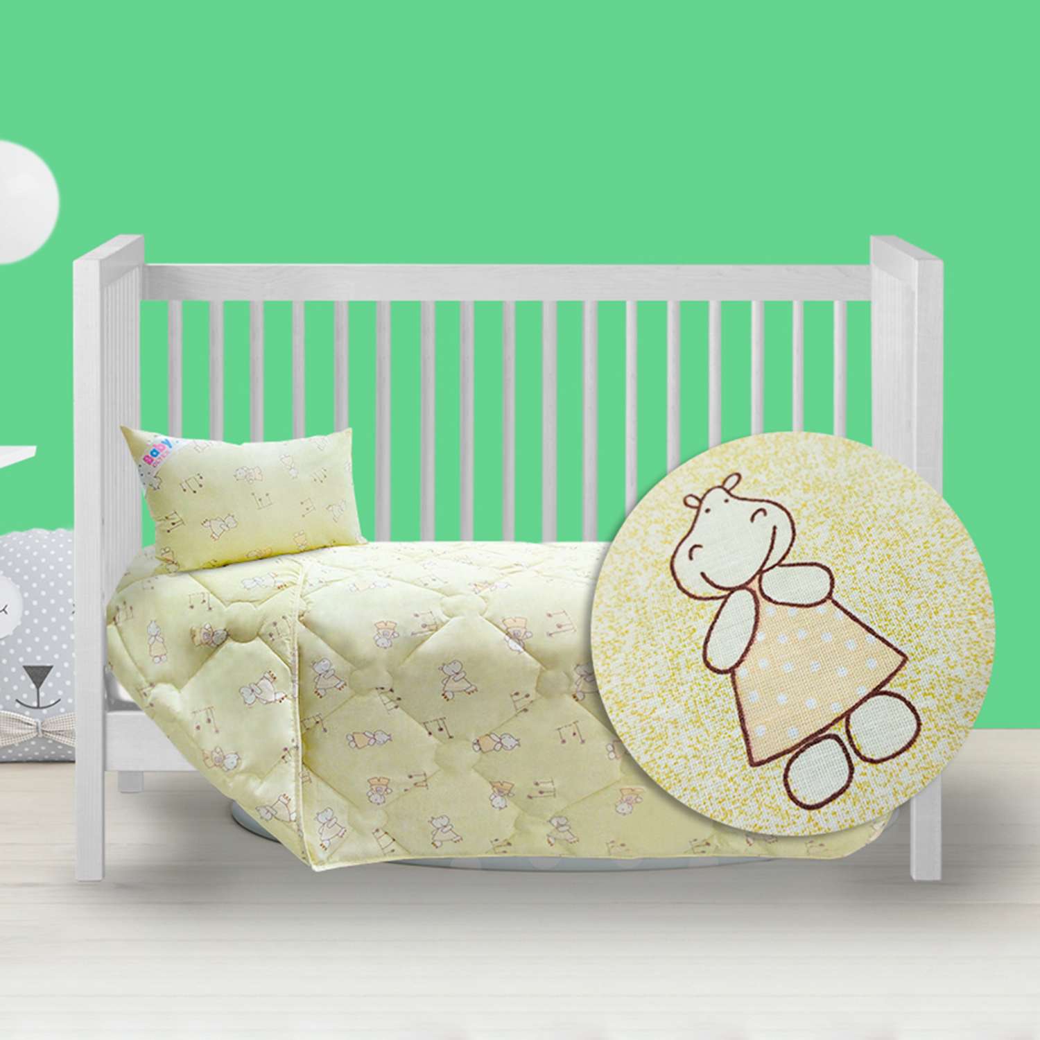 Комплект постельного белья OLTEX Детский BABY бегемотики - фото 2