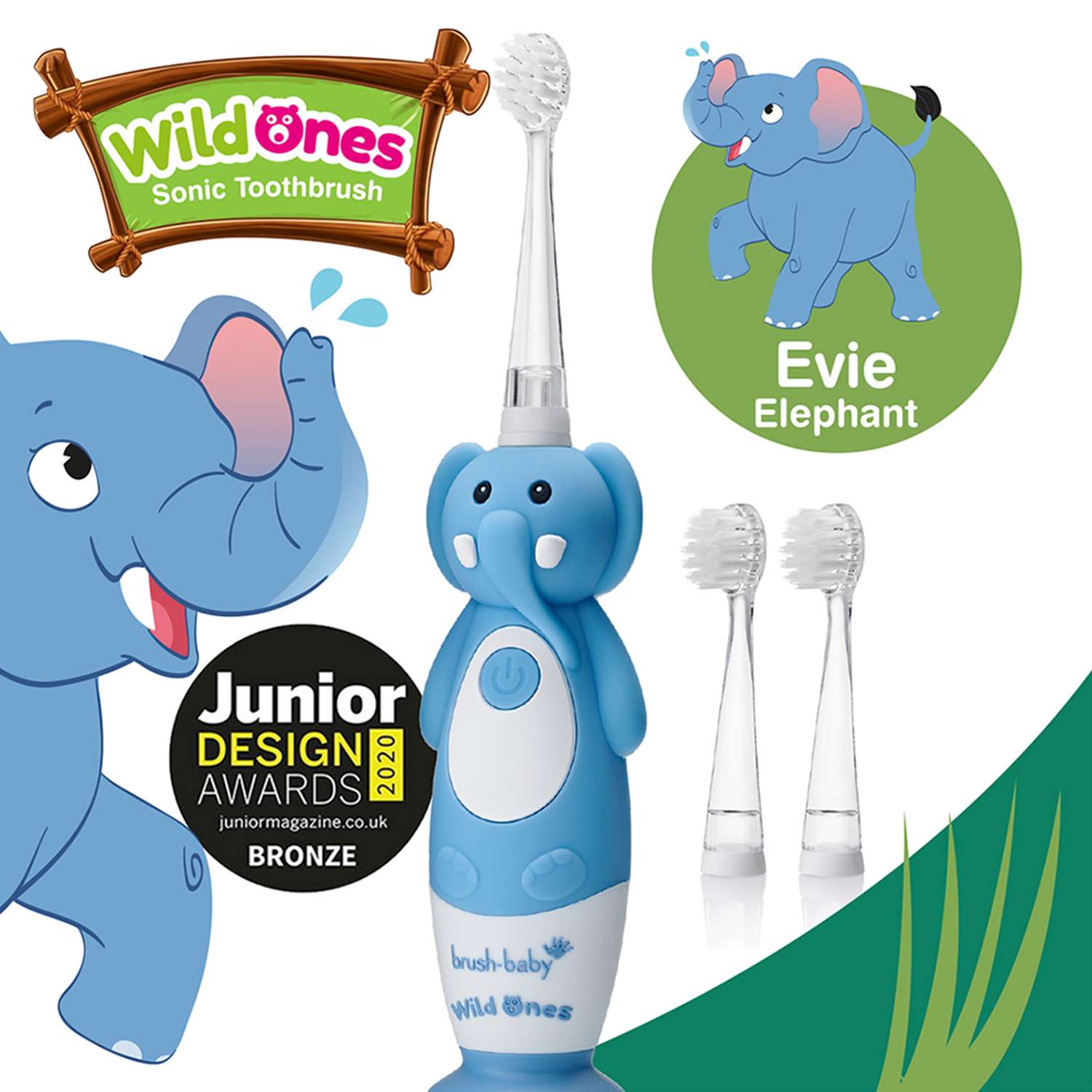 Зубная щетка электрическая Brush-Baby Sonic WildOnes звуковая Слон 0-10 лет - фото 2