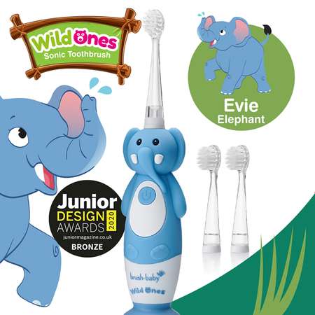 Зубная щетка электрическая Brush-Baby Sonic WildOnes звуковая Слон 0-10 лет