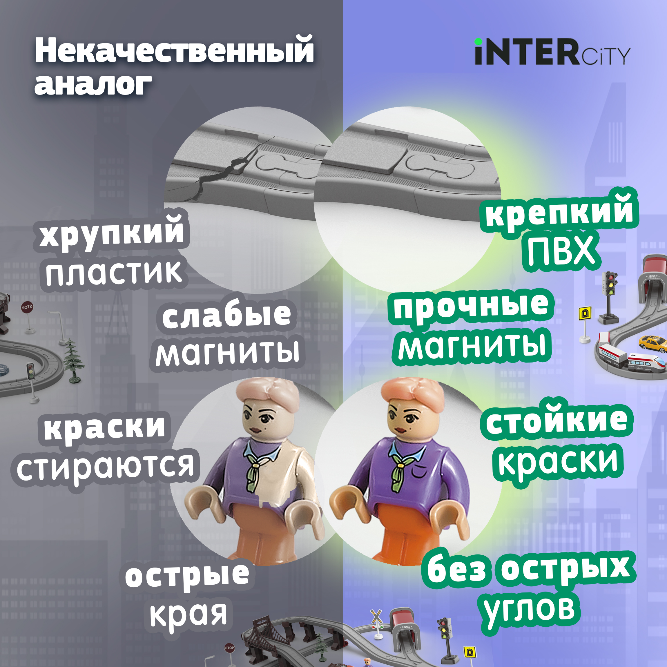 Игровой набор InterCity Железная дорога Большой город с поездом и аксессуарами Т20832 - фото 7