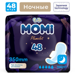 Гигиенические прокладки Momi Ночные женские Night с крылышками 35 см 48 шт