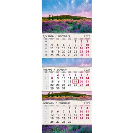 Календарь Арт и Дизайн Квартальный трехблочный премиум Природа 2024 года