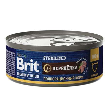 Корм для кошек Brit Premium для стерилизованных кошек с перепелкой консервированный 100г