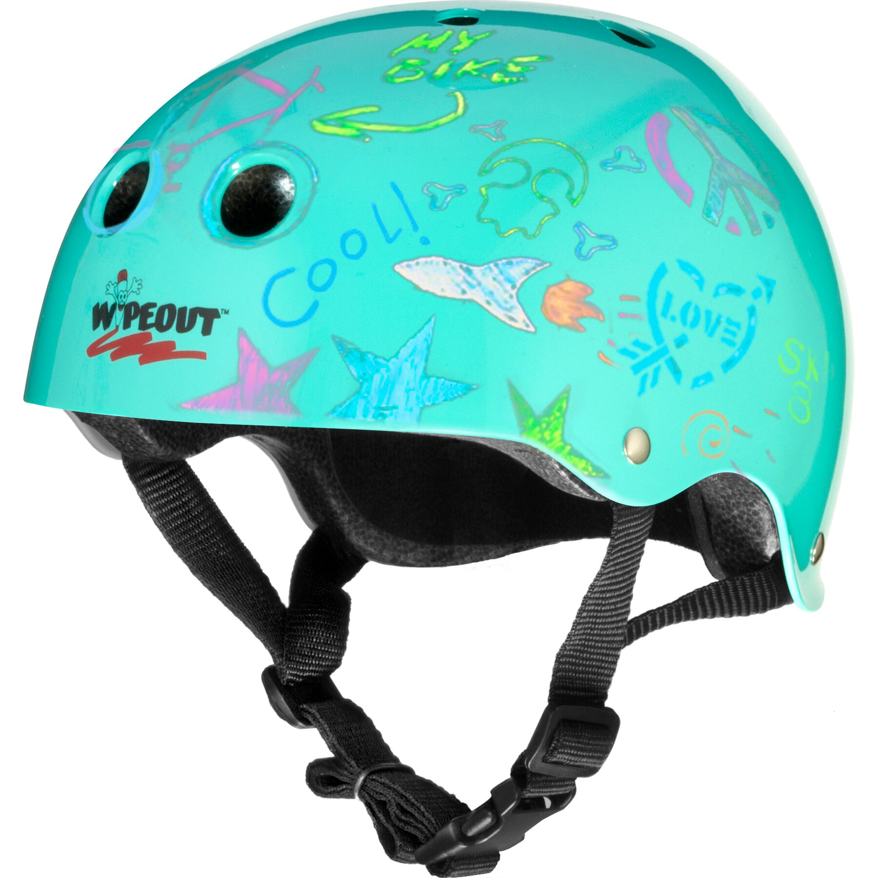 Шлем защитный спортивный WIPEOUT Teal Blue с фломастерами и трафаретами размер M 5+ обхват головы 49-52 см - фото 5