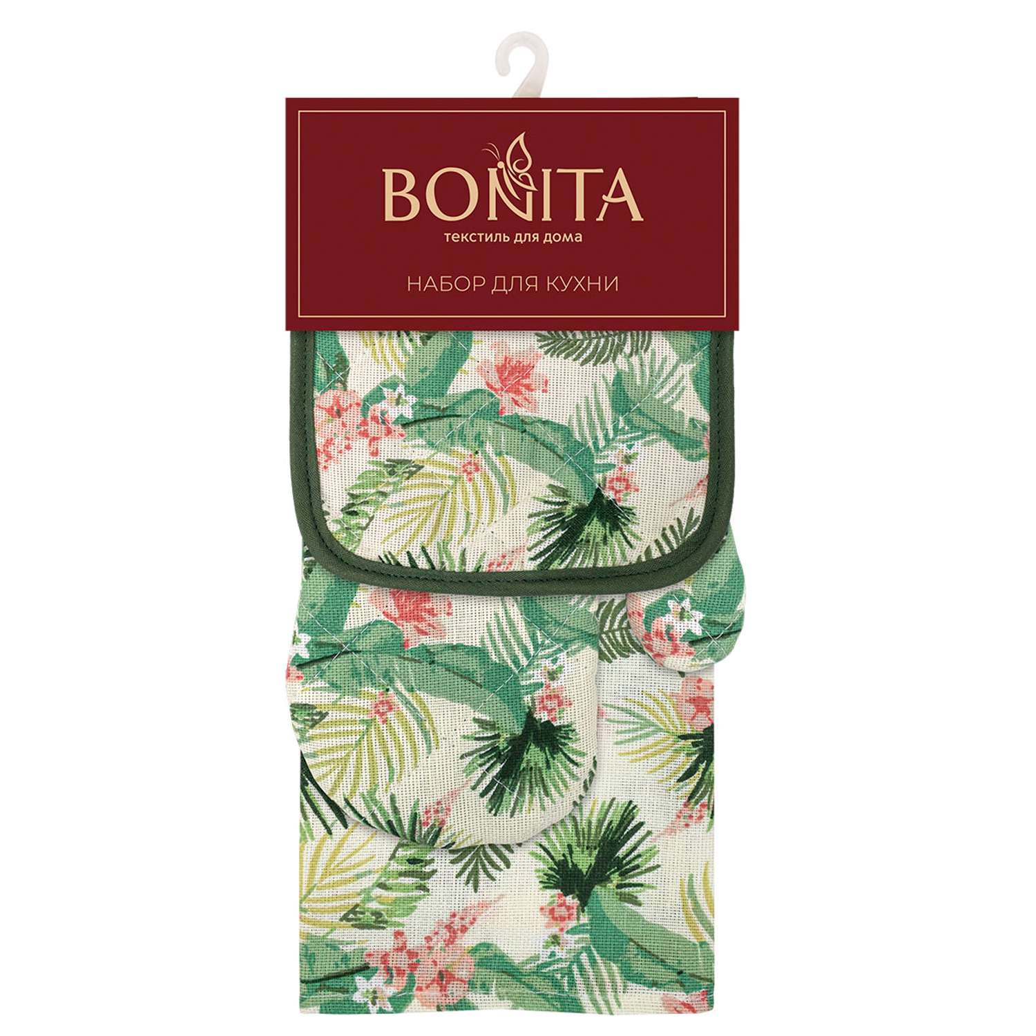 Набор кухонный BONITA полотенце+рукавица+прихватка Папоротник - фото 3