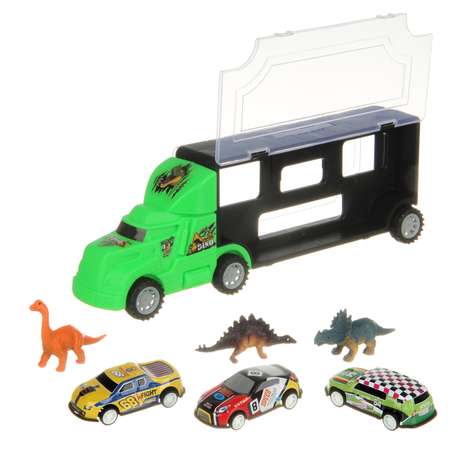 Машинка Автовоз Veld Co с 3 машинами и динозаврами
