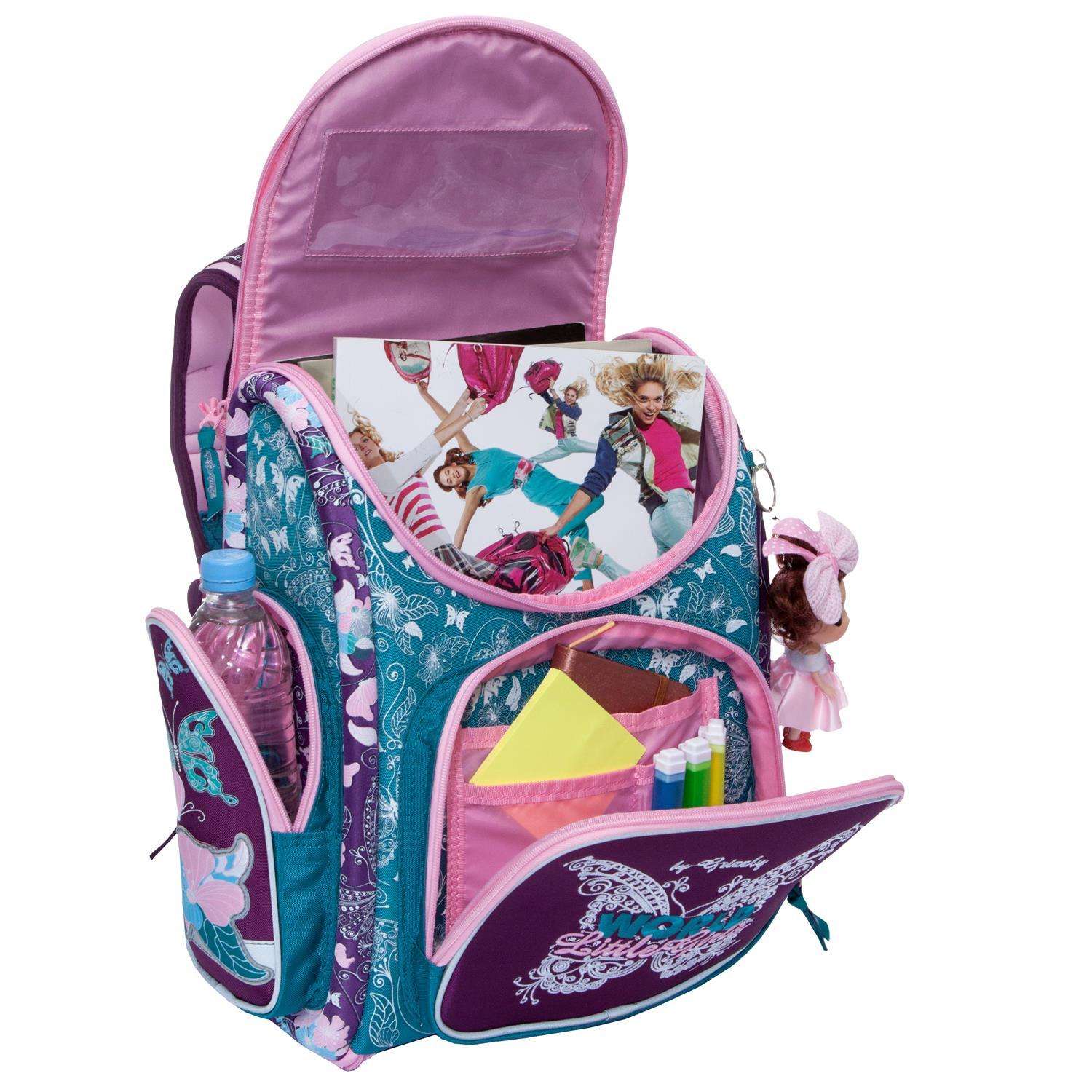 Рюкзак Grizzly для девочки фиолетовая бабочка - фото 4