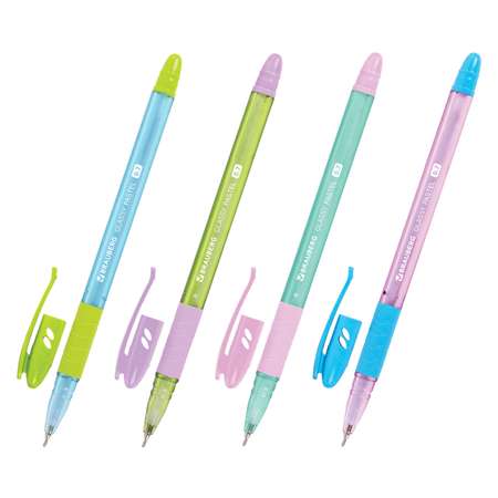 Ручки шариковые Brauberg синие набор 4 штук тонкие для школы
