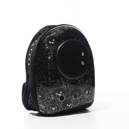 Рюкзак для переноски Пижон с окном для обзора «Медвежата» 32х26х44 см чёрный