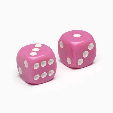 Кубики Sima-Land Игральные «Время игры» 1.6х1.6 см набор 2 шт розовые