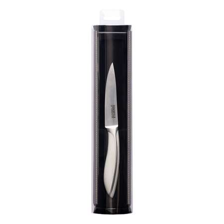 Нож кухонный DeNASTIA для чистки овощей белая ручка длина клинка 9.8 см