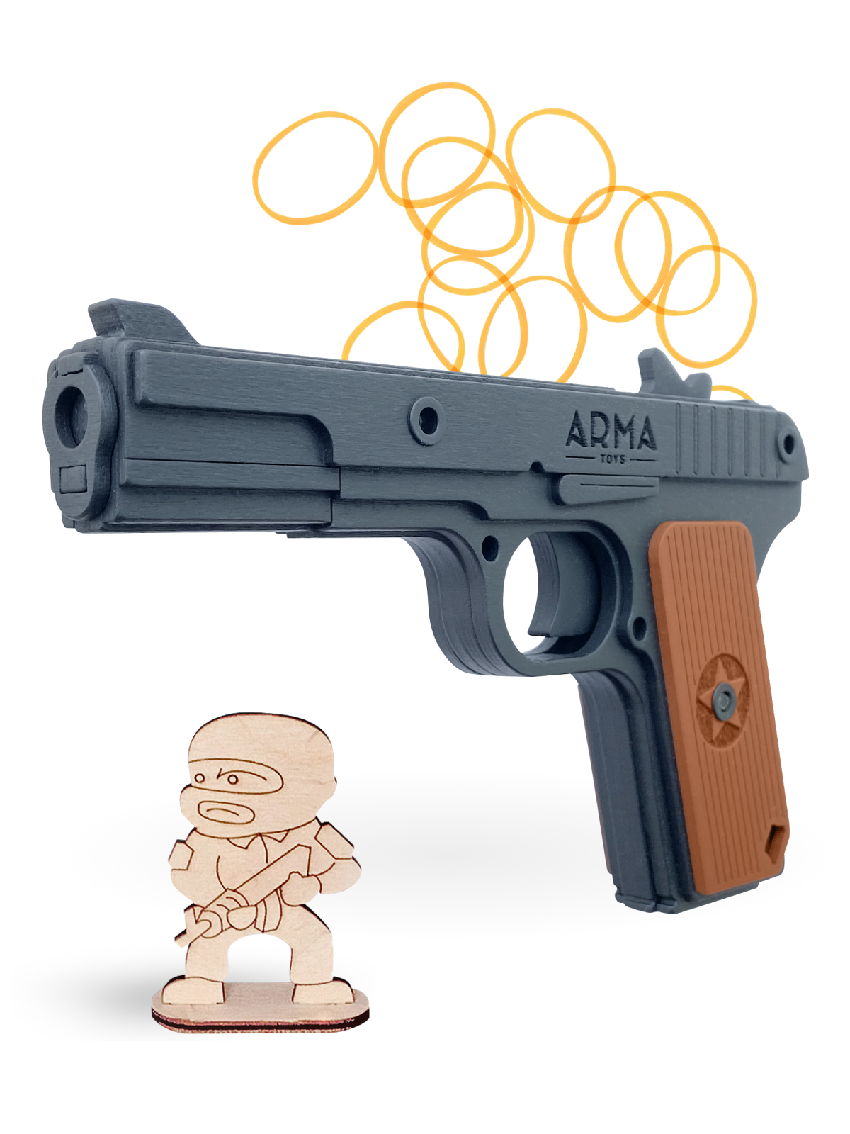 Резинкострел Arma.toys Деревянный пистолет ТТ окрашенный - фото 3