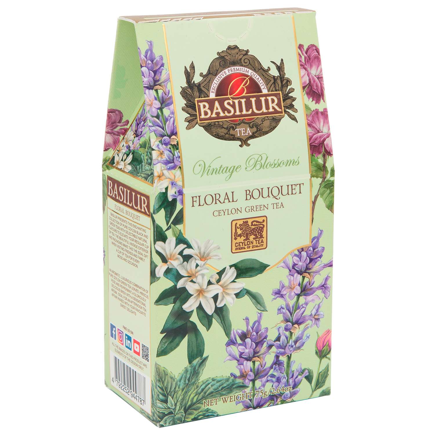 Чай зеленый Basilur Винтажные цветы Цветочный букет 75 г - фото 1