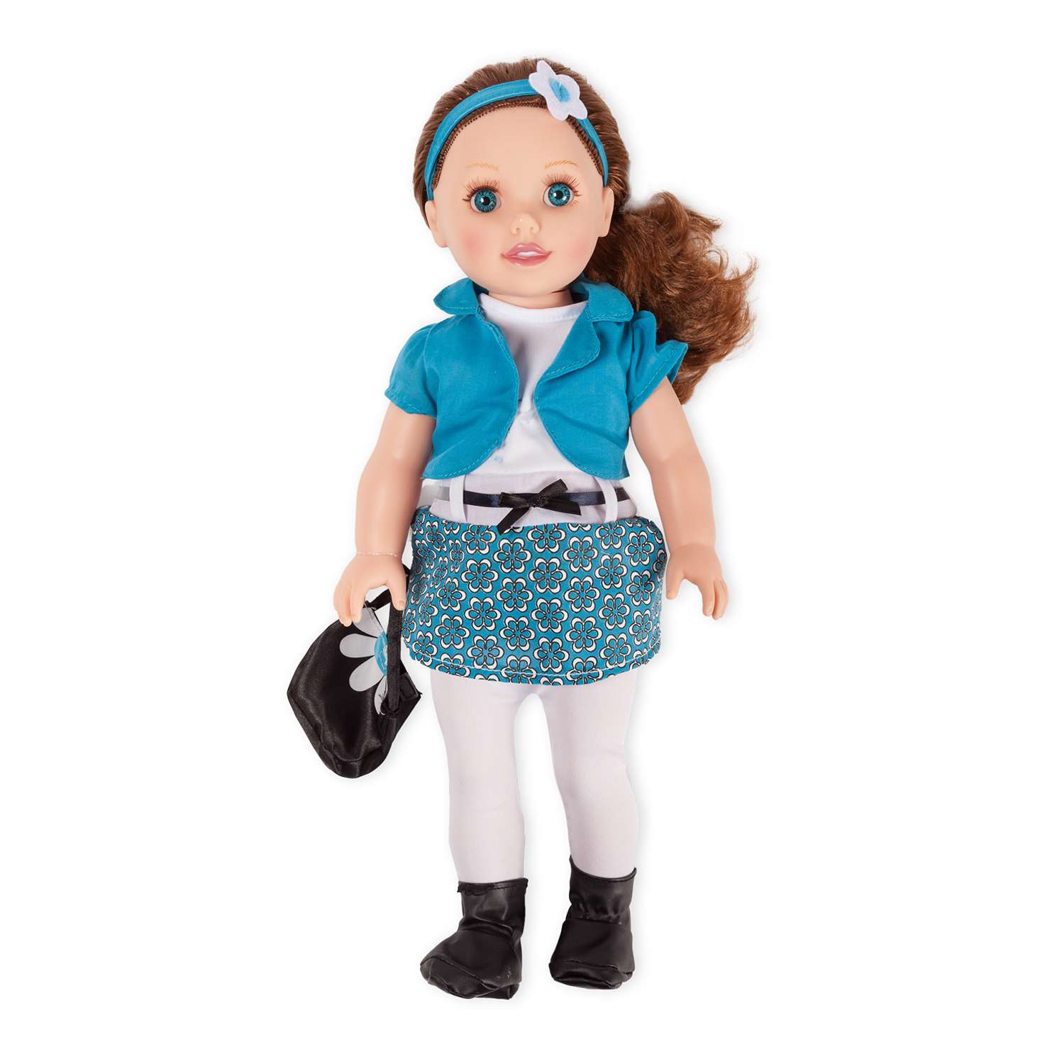 Кукла Demi Star Эмили Брюнетка в голубом пиджаке белой с голубым в цветок тунике белых лосинах 8160 - фото 1