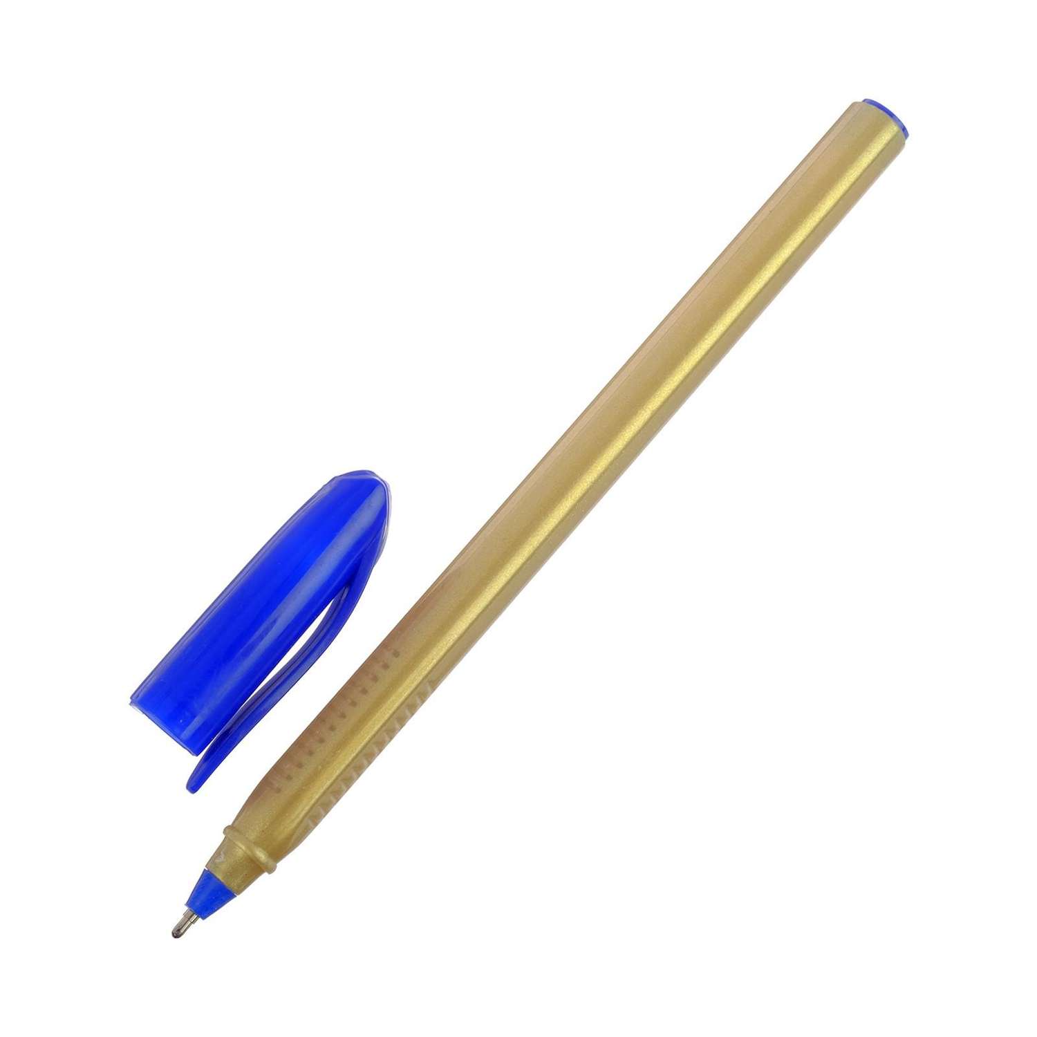 Ручка Calligrata 1.0 мм синий корпус треугольный золотой - фото 2