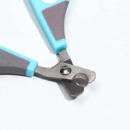 Ножницы-когтерезы Пижон изогнутые отверстие 7 мм голубые с серым