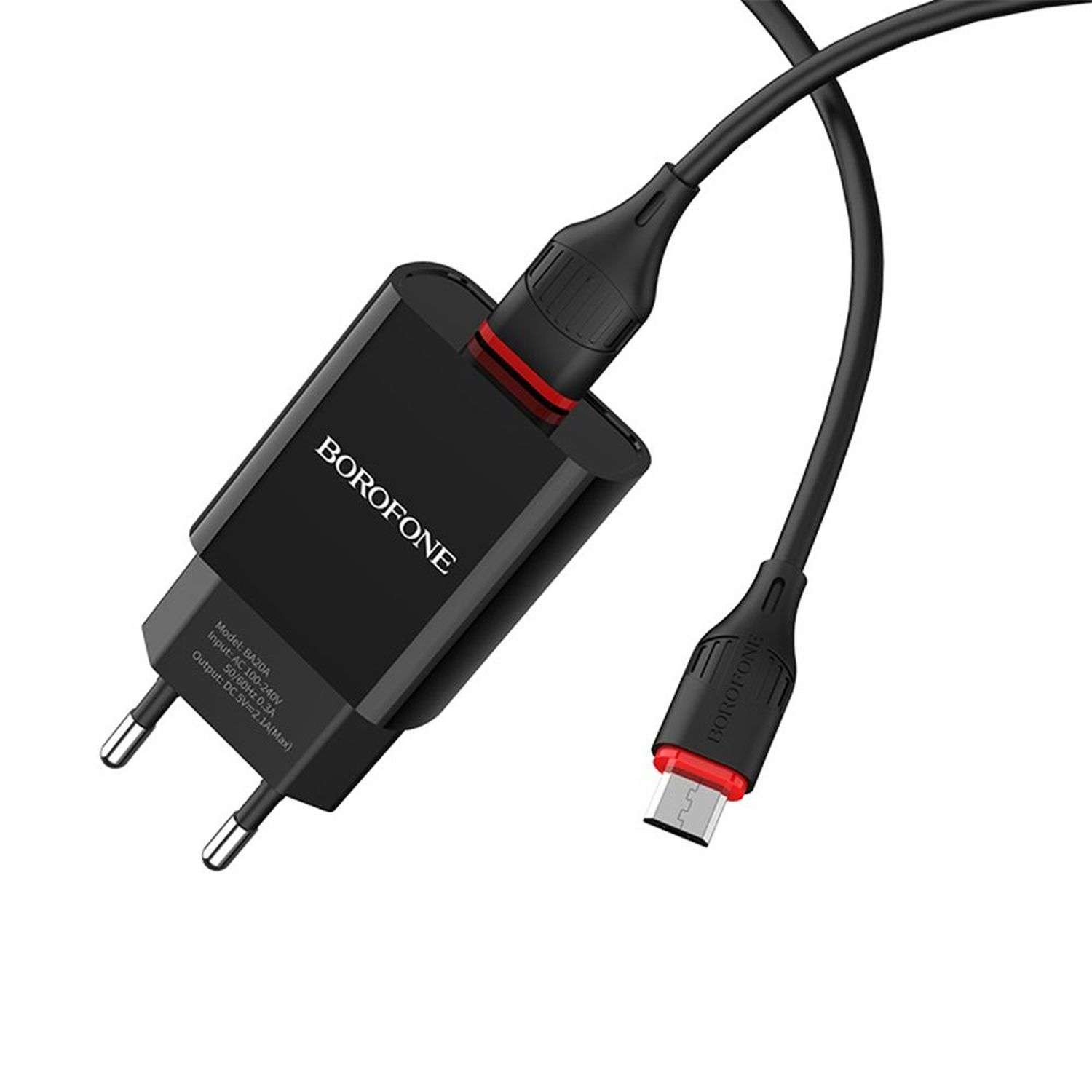 Сетевое зарядное устройство Borofone кабель MicroUSB 1м Черный - фото 4